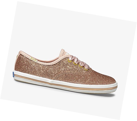 Casuals Shoes Keds Big Kid x kate spade new york Champion Glitter Niños Rosas Doradas | GLR-790843