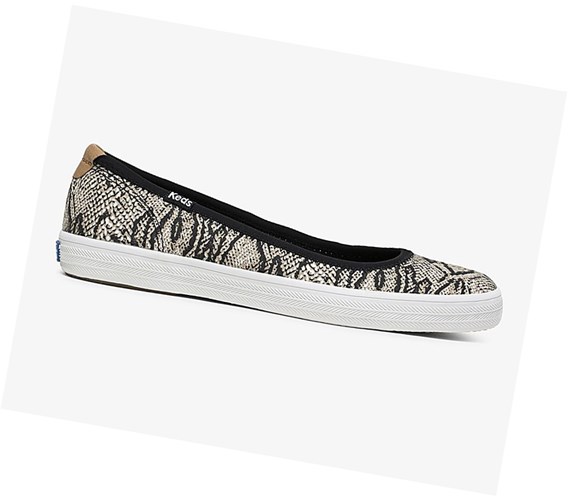 Zapatos Slip On Keds Bryn Snake Comodidad Mujer Creme Negras | KLW-371982