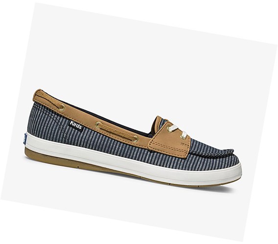 Zapatos Slip On Keds Charter Stripe Mujer Azul Marino | HFG-670548