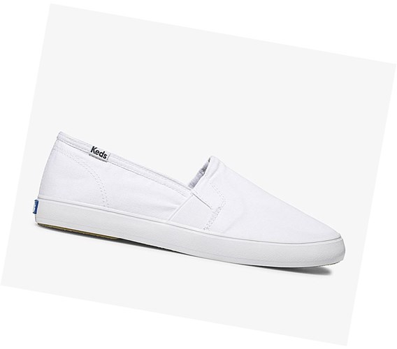 Zapatos Slip On Keds Clipper Washed Solids Mujer Blancas | EMZ-296701