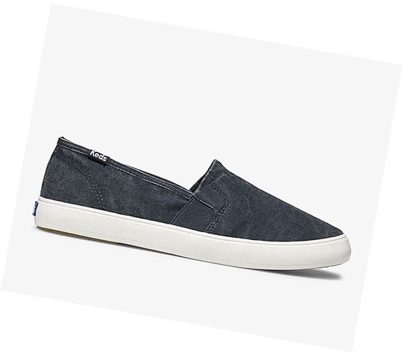 Zapatos Slip On Keds Clipper Washed Solids Comodidad Mujer Azul Marino | LFT-906874