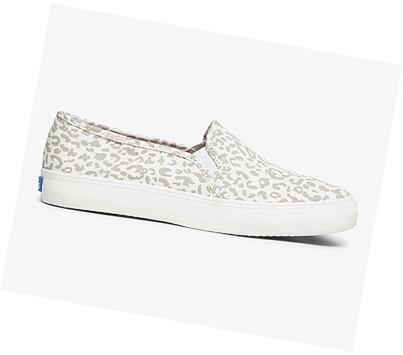 Zapatos Slip On Keds Double Decker Animal Mujer Blancas Leopardo | SJP-436781