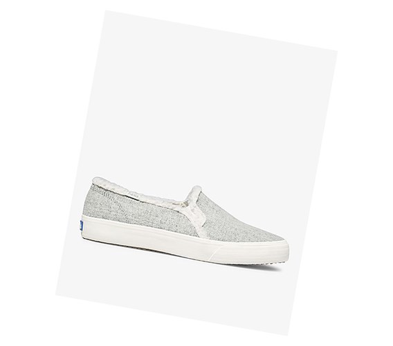 Zapatos Slip On Keds Double Decker Brushed Denim Faux Shearling Mujer Gris | LUZ-740539