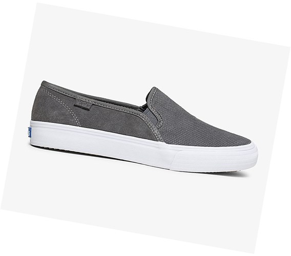 Zapatos Slip On Keds Double Decker Gamuza Fall Comodidad Mujer Gris Oscuro | CSR-189402