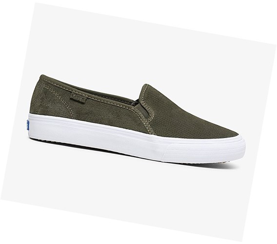 Zapatos Slip On Keds Double Decker Gamuza Fall Comodidad Mujer Verde | WBE-527183