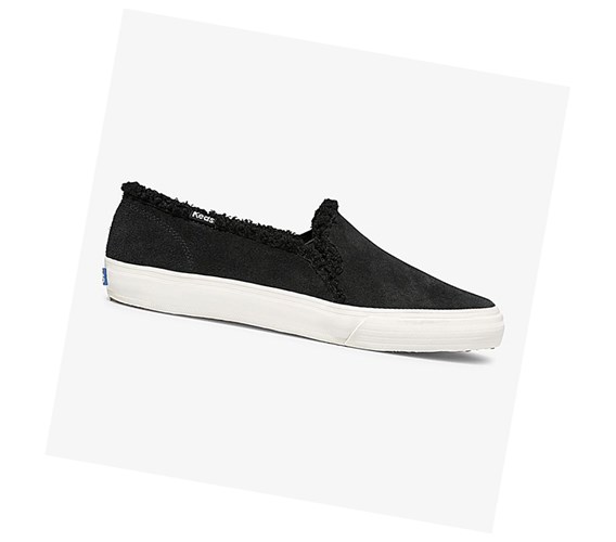 Zapatos Slip On Keds Double Decker Gamuza Faux Shearling Comodidad Mujer Negras | WNX-698735