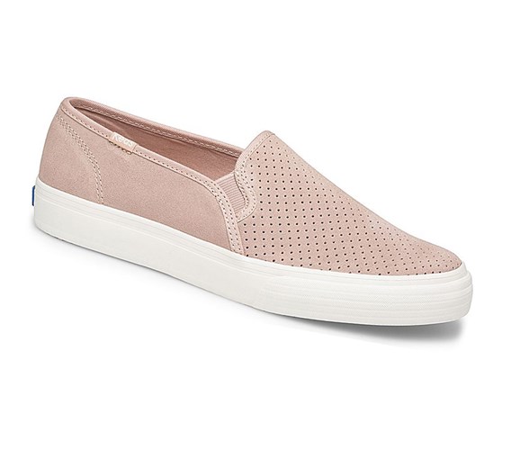 Zapatos Slip On Keds Double Decker Perf Gamuza Comodidad Mujer Blancas | DCW-096741