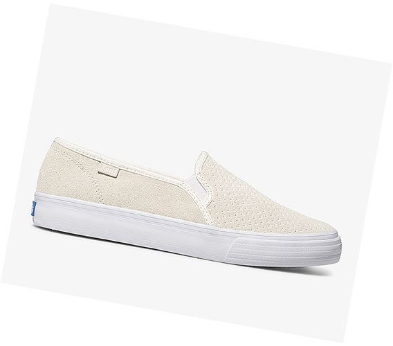 Zapatos Slip On Keds Double Decker Perf Gamuza Comodidad Mujer Blancas | HFE-697314