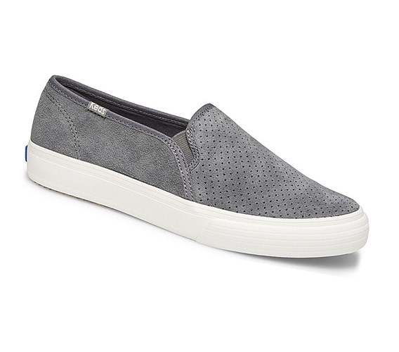 Zapatos Slip On Keds Double Decker Perf Gamuza Fall Mujer Gris | HGI-316509