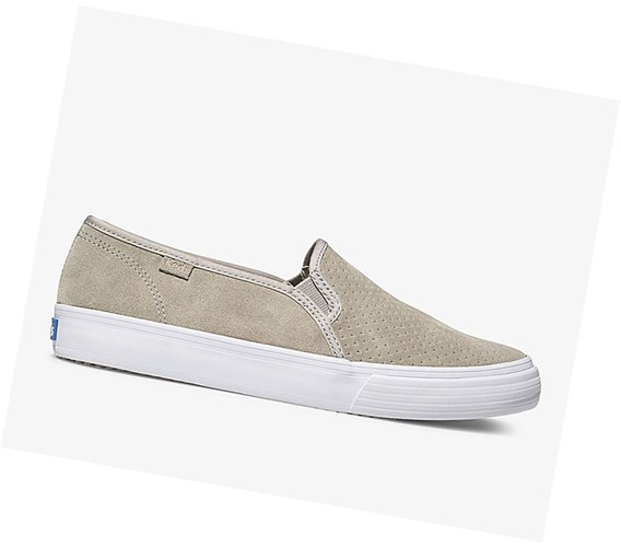 Zapatos Slip On Keds Double Decker Perf Gamuza Comodidad Mujer Gris | LQH-862954