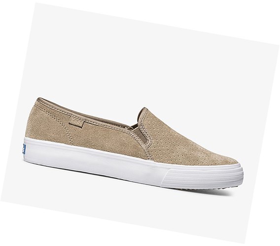 Zapatos Slip On Keds Double Decker Perf Gamuza Comodidad Mujer Marrones | NEH-972508