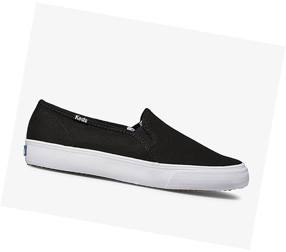 Zapatos Slip On Keds Double Decker Spring Lona Mujer Negras | ZDA-158207