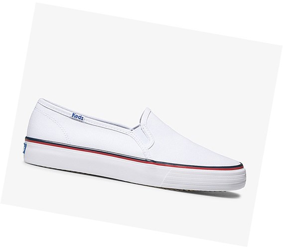 Zapatos Slip On Keds Washable Double Decker Varsity Mujer Blancas | PUA-271548