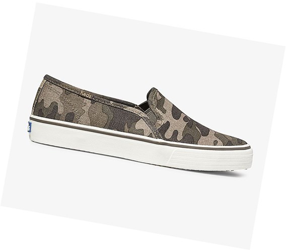 Zapatos Slip On Keds Washable Double Decker Camo Mujer Verde Oliva Multicolor | SNY-541928