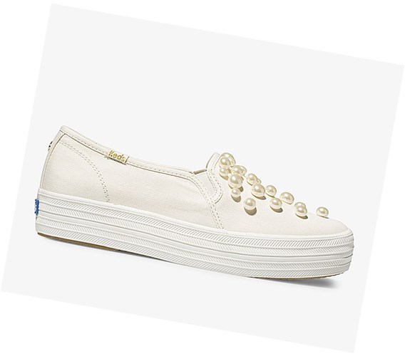 Zapatos Slip On Keds x kate spade new york Triple Decker Pearls Wedding Mujer Blancas | DAC-137284