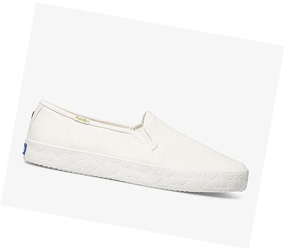 Zapatos Slip On Keds x kate spade new york Double Decker Logo Foxing Mujer Blancas | MIQ-231940