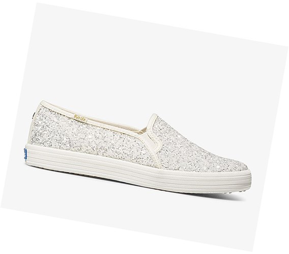 Zapatos Slip On Keds x kate spade new york Double Decker Glitter Mujer Creme | TVB-946708