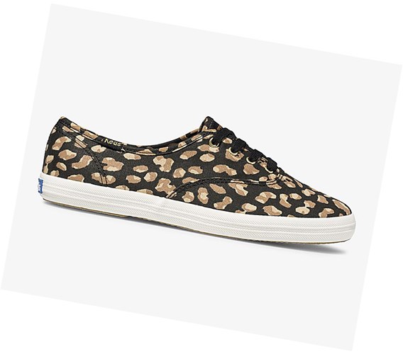 Zapatos con Cordones Keds Champion Animal Mujer Negras Leopardo | PYH-205346