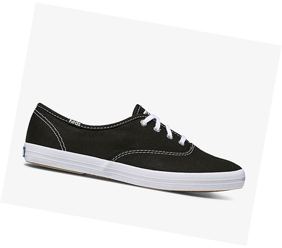 Zapatos con Cordones Keds Champion Lona Originales Mujer Negras | IGP-325096