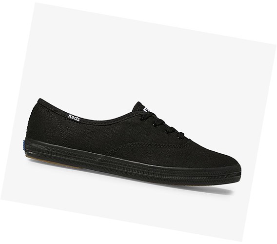 Zapatos con Cordones Keds Champion Lona Originales Mujer Negras | RZM-532790