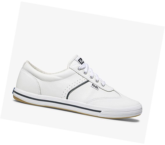 Zapatos con Cordones Keds Courty Cuero Comodidad Mujer Blancas | LCI-164793