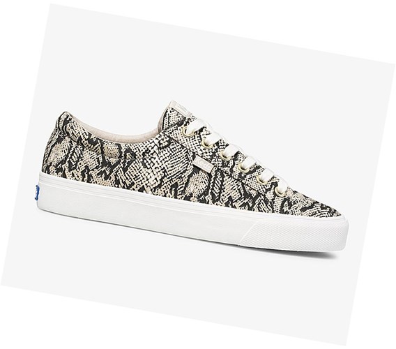 Zapatos con Cordones Keds Jump Kick Snake Mujer Creme Negras | HEJ-051397