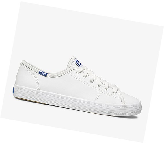 Zapatos con Cordones Keds Kickstart Cuero Mujer Blancas Azules | PEG-940756