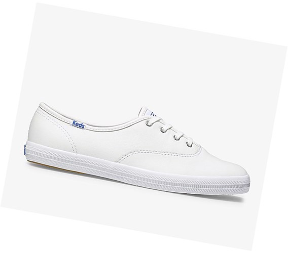 Zapatos con Cordones Keds Official Site Champion Cuero Mujer Blancas | HVY-267453