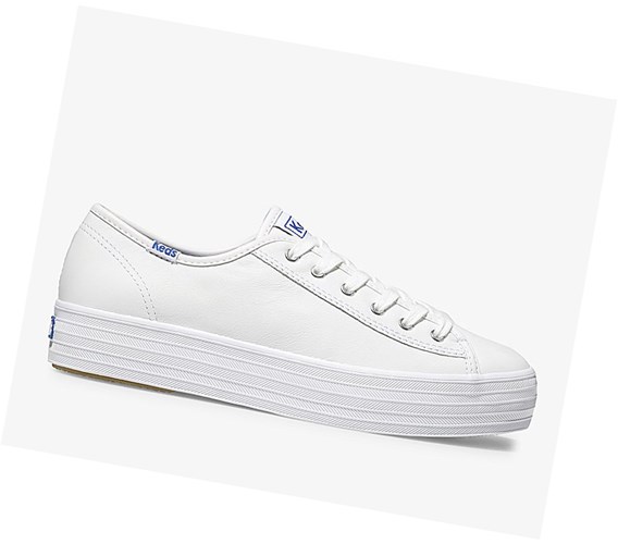 Zapatos con Cordones Keds Triple Kick Cuero Mujer Blancas | JEG-041279