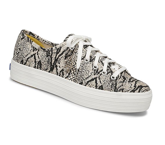 Zapatos con Cordones Keds Triple Kick Snake Mujer Creme Negras | LEI-017849