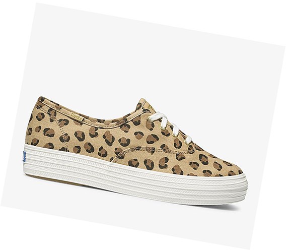 Zapatos con Cordones Keds Triple Leopard Mujer Marrones | GTR-903621