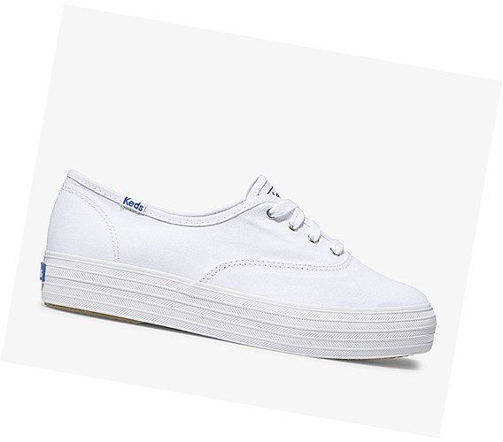 Zapatos con Cordones Keds Triple Mujer Blancas | GQN-910236