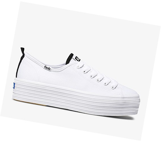 Zapatos con Cordones Keds Triple Up Seasonal Mujer Blancas | FLK-630158