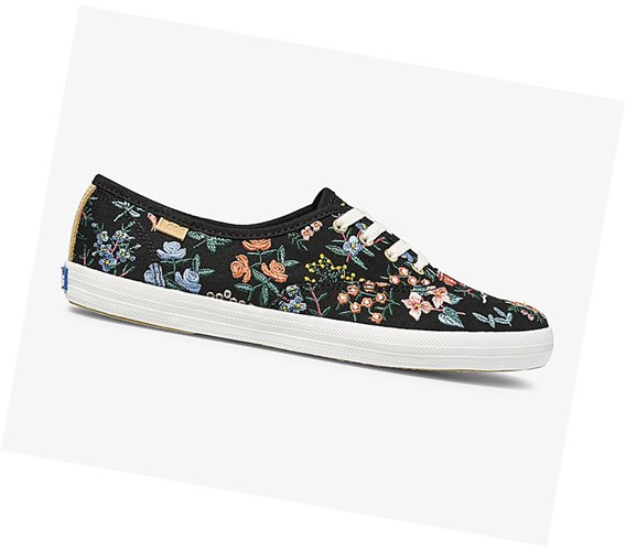 Zapatos con Cordones Keds x Rifle Paper Co Champion Wildflower Embroidered Mujer Negras | MSL-216038