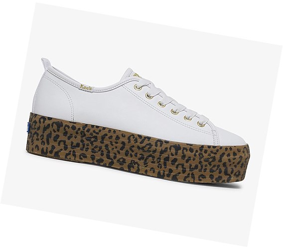 Zapatos con Cordones Keds x Wonder Woman Triple Up Cuero Mujer Blancas Leopardo | VLQ-517364