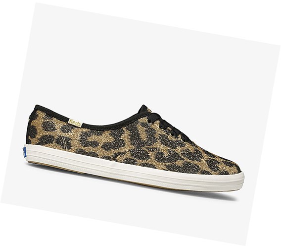 Zapatos con Cordones Keds x kate spade new york Champion Glitter Leopard Mujer Marrones | KYL-021389