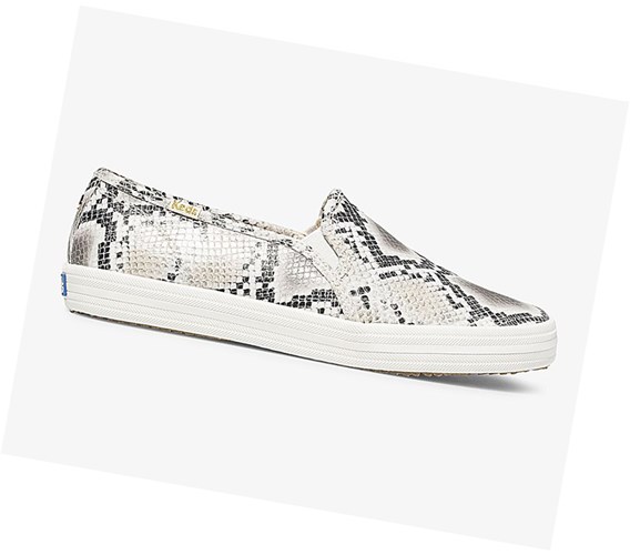 Zapatos con Cordones Keds x kate spade new york Double Decker Snake Cuero Mujer Creme Negras | PVX-847635