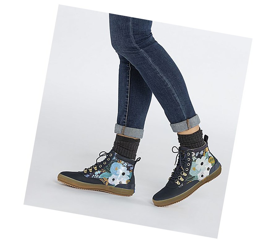 Botas Altas Keds x Rifle Paper Co. Scout Agua Mujer Azul Marino Multicolor | UYQ-872901