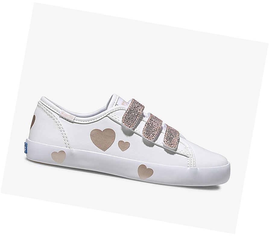 Casuals Shoes Keds Big Kid Kickstart 3V Niños Blancas Rosas | ZDI-432086