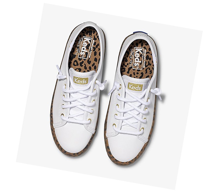 Casuals Shoes Keds Big Kid Kickstart Leopard Foxing Niños Blancas | XEL-760348