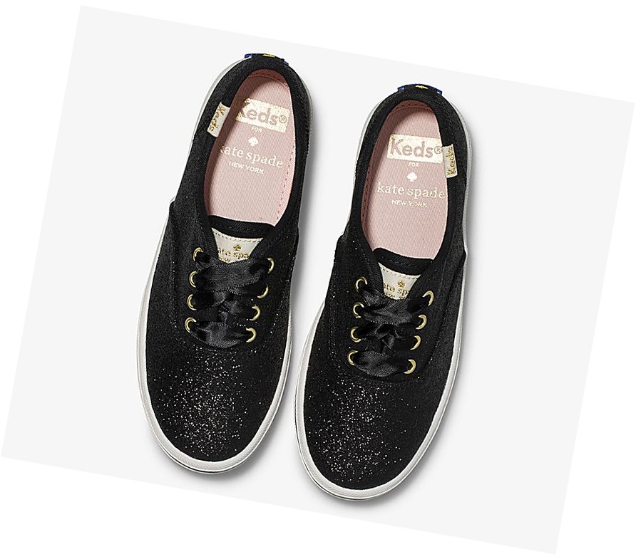 Casuals Shoes Keds Big Kid x kate spade new york Champion Glitter Niños Negras | HDW-130567