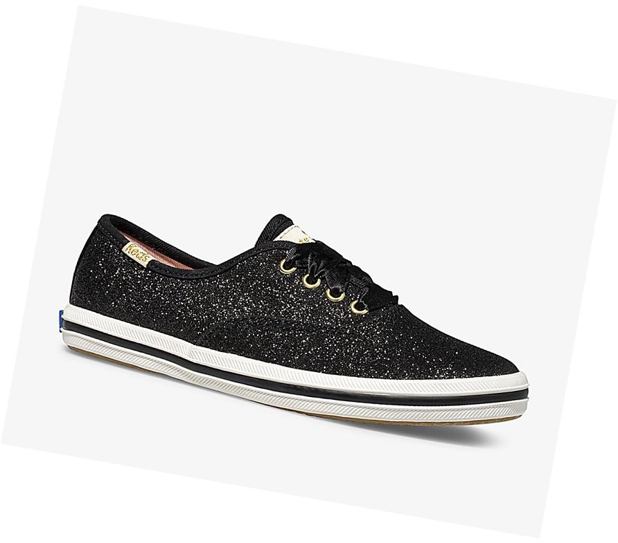 Casuals Shoes Keds Big Kid x kate spade new york Champion Glitter Niños Negras | HDW-130567