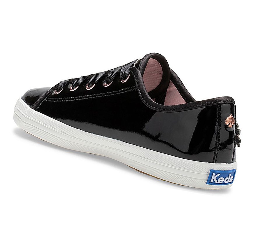 Casuals Shoes Keds Big Kid x kate spade new york Kickstart Charol Cuero Niños Negras | WRU-052489