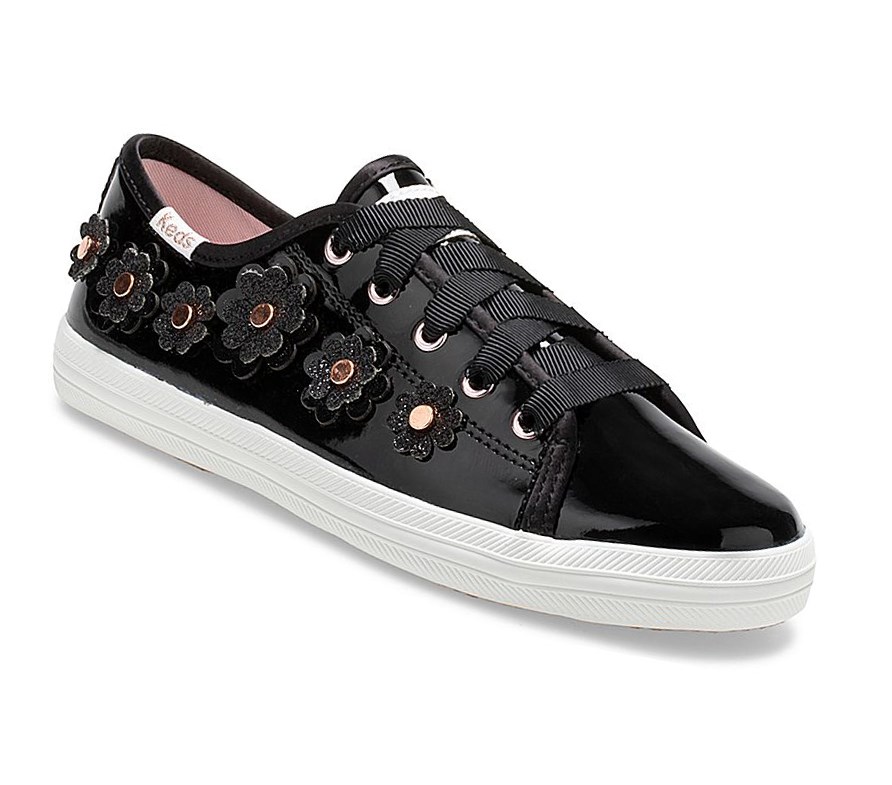 Casuals Shoes Keds Big Kid x kate spade new york Kickstart Charol Cuero Niños Negras | WRU-052489