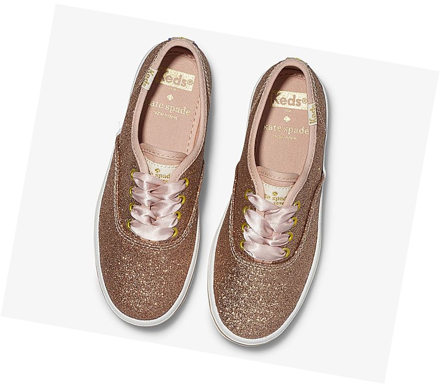 Casuals Shoes Keds x kate spade new york Champion Glitter Wedding Mujer Rosas Doradas | BOV-028591