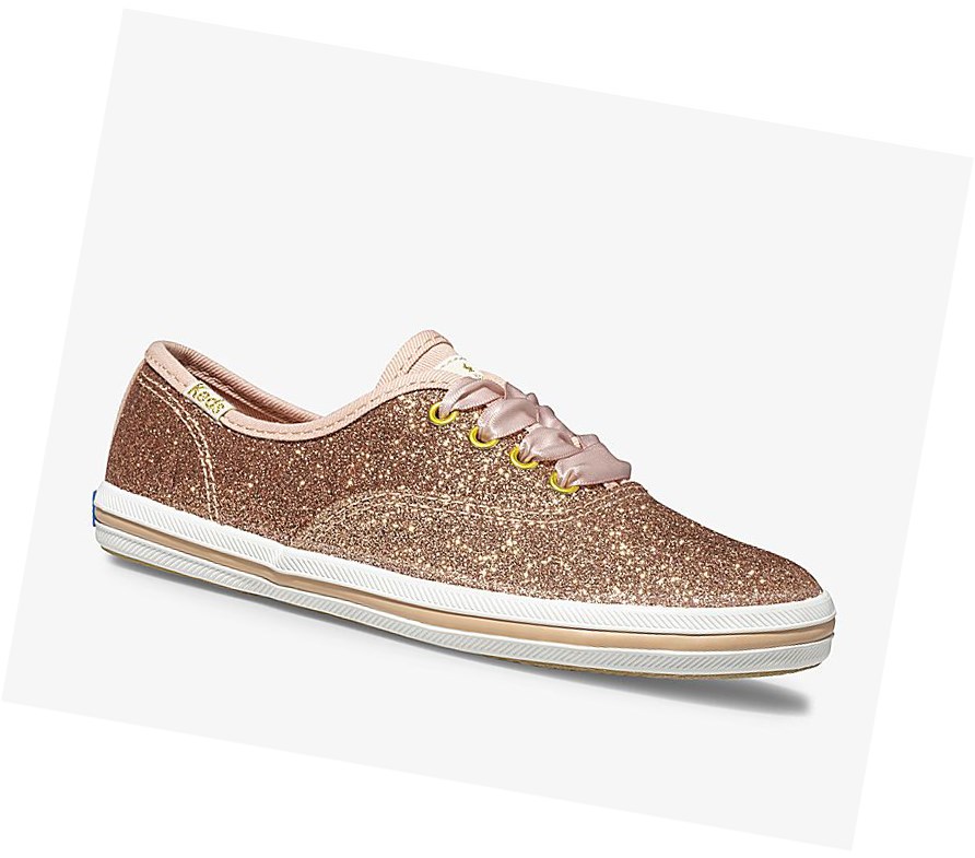 Casuals Shoes Keds x kate spade new york Champion Glitter Wedding Mujer Rosas Doradas | BOV-028591