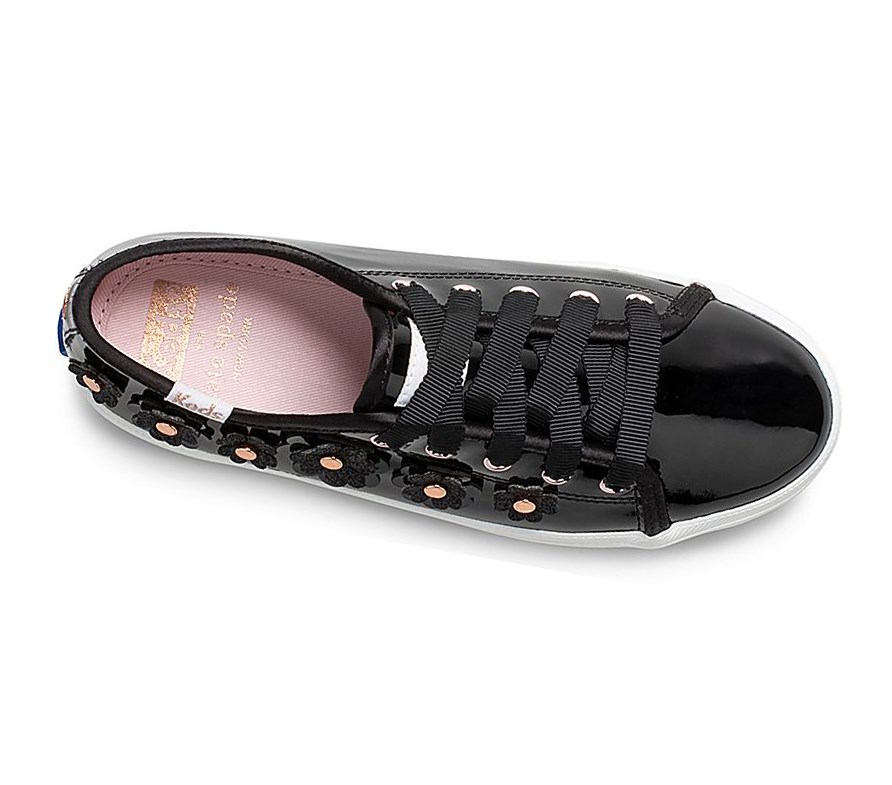 Zapatillas Keds Big Kid x kate spade new york Kickstart Charol Cuero Niños Negras | YAF-682471