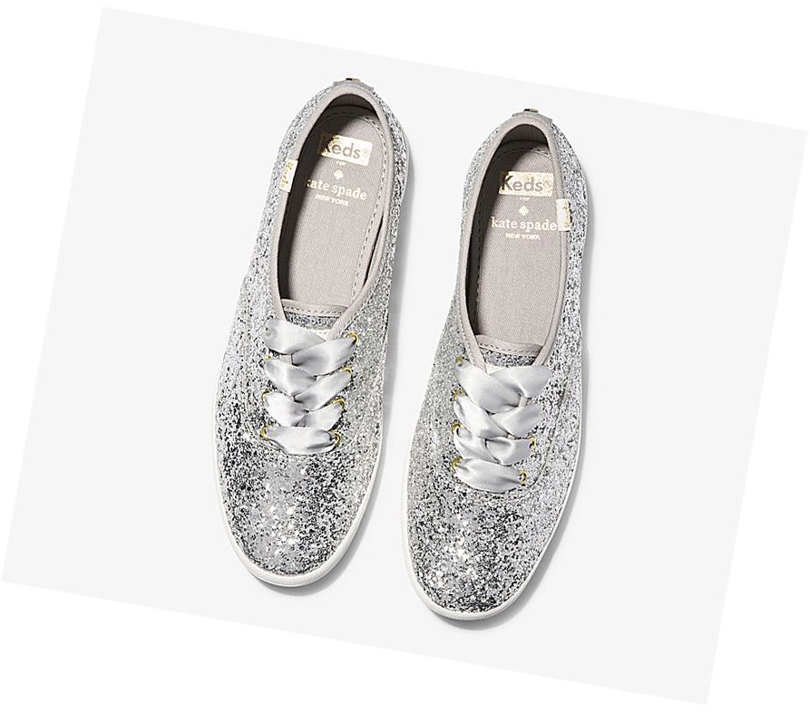 Zapatillas Keds x kate spade new york Champion Glitter Wedding Mujer Plateadas | RPQ-653017