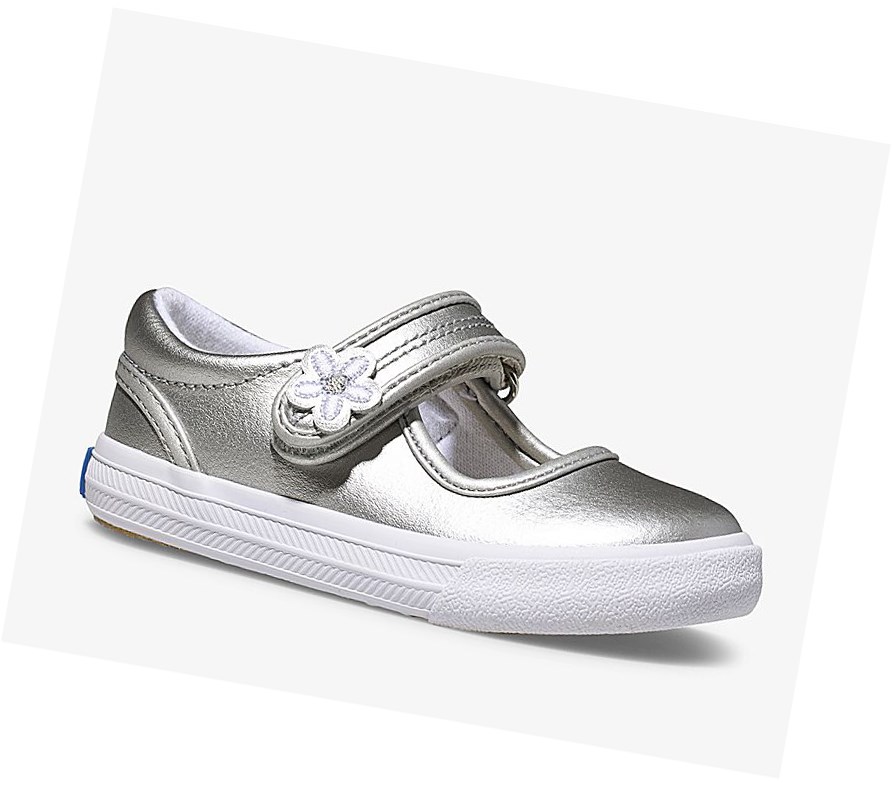 Zapatos Mary Jane Keds Big Kid Ella Mary Jane Mary Janes Niños Plateadas Metal | JNM-512648