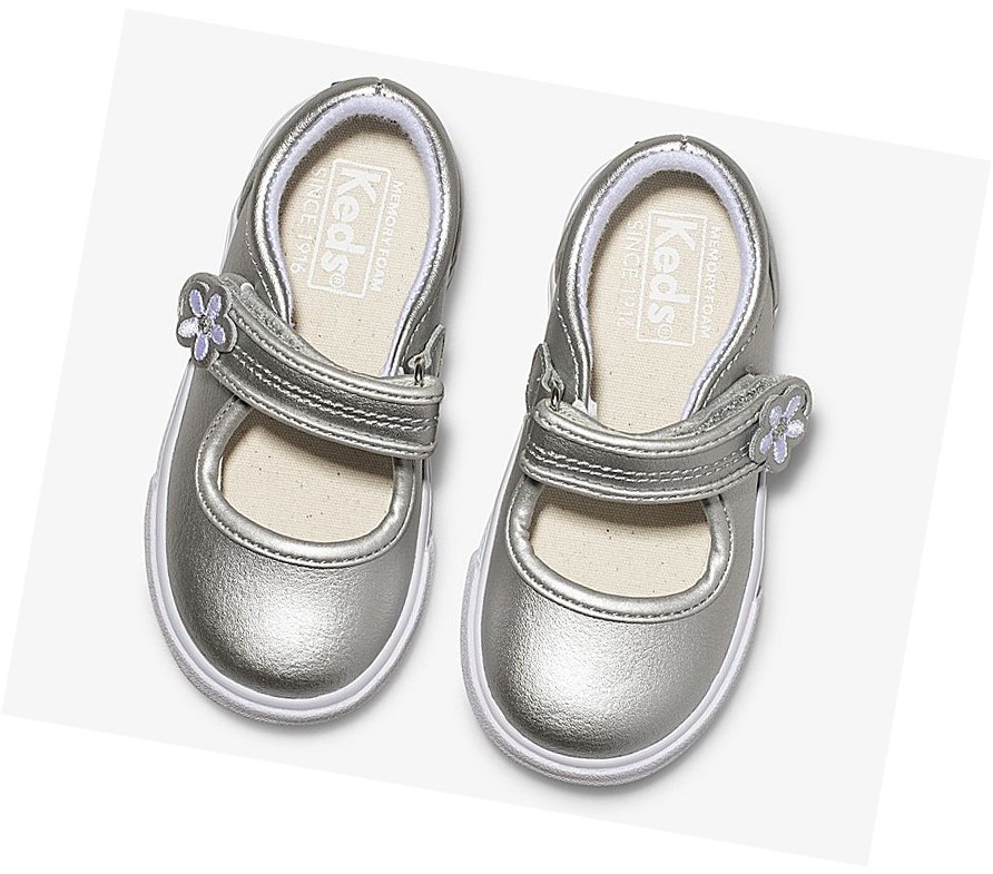 Zapatos Mary Jane Keds Big Kid Ella Mary Jane Mary Janes Niños Plateadas Metal | JNM-512648